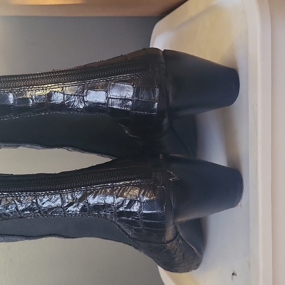 Attilio Giusti Leombruni -Black Patent Leather Reptile Embossed Heel Boot 37 6.5 - Picture 3 of 6